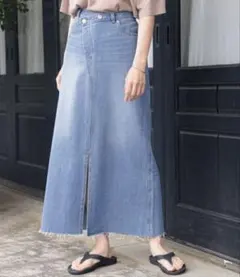 LEPSIM アシンメトリースリットデニムスカート　L