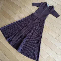 Lily Brown パープル ニットワンピース 半袖