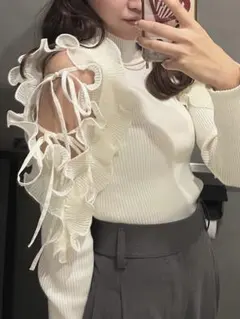 SNIDEL フリルニットプルオーバー