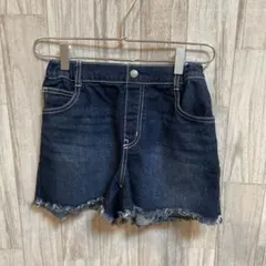 【150㎝】GUジーユー ダークデニム フリンジ裾 ショートパンツ