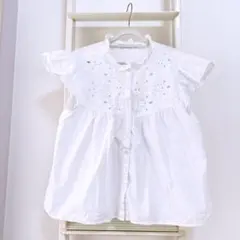 ZARAザラ⭐︎刺繍入りホワイト半袖シャツM