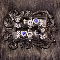 【No.38】ネイルチップ 青 黒 ピアス ハート リボン ゴシック 地雷系