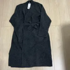 ユニクロ　スフレヤーン　ベルテッド　ロングニットコート　ダークグレー