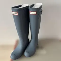 新品未使用　HUNTER 長靴 グレー バックル付き 収納袋付き
