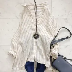 美品✨レリューム　No.66ストライプフレンチ リネンシャツ　2025SS