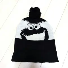 セサミストリート　クッキーモンスター　ニット帽　黒　ブラック