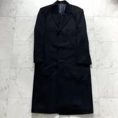 美品 ピュアカシミヤ100% ロングコート 濃紺 2L マキシ丈