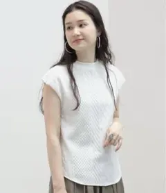 Beams HEART カットジャカード ノースリーブ プルオーバー