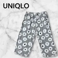 【美品】UNIQLO SOUSOU リラコ 花柄ストライプ リラックスパンツ
