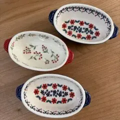 北欧風　グラタン皿　花柄　ミニグラタン皿　3個セット
