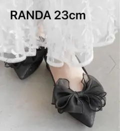 RANDA ランダ　2WAY リボンラメフラットパンプス　フォーマル　23cm