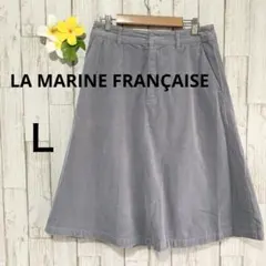 マリンフランセーズコーデュロイ グレー フレアスカート膝丈Ａライン台形Ｌ相当