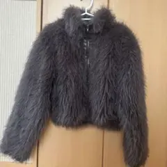 グレー ファーショートジャケット