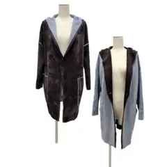 フランスデザイナー 定価6万 水色リバーシブルニットアウター