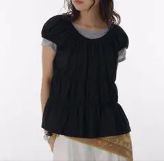 muhet レイヤード風パフスリーブトップス ブラックのサムネイル