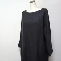 ギャルリーヴィー ワンピース チャコール ボートネック ポケット ゆったり 膝丈