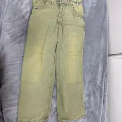 ZARA 淡い黄色 ストレートレッグデニムパンツ