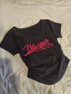 XOXOキスキスロゴ刺繍半袖Tシャツ黒ブラック