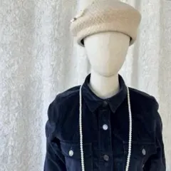ヴィンテージ　紺色コーデュロイワンピース　シャツ型　長袖　美シルエット上品秋冬