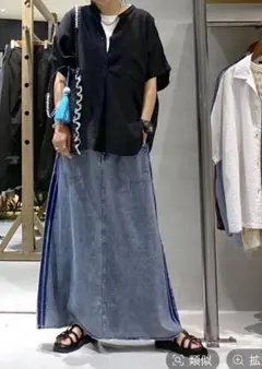 ニコアンド　ラインデニムスカート　M