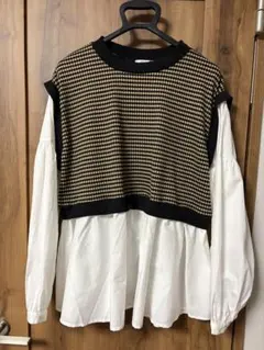 ハッピーマリリン　ベスト付きブラウス　ニットベストシャツ　チュニックブラウス