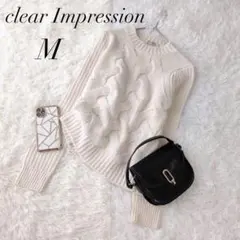 クリアインプレッション/ニット/かぎ編み/セーター/アイボリー/Mサイズ
