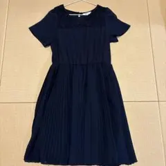 ネイビー ワンピース プリーツ 清楚 上品 卒業式 入学式