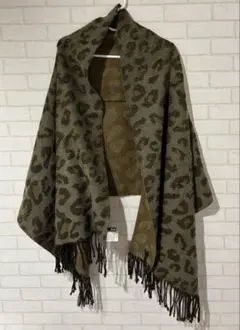 ロデオクラウンズーヒョウ柄大判ストールフリンジ付き