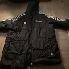 石見智翠館adidas フード付きダウンジャケット 黒