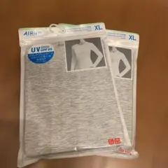 ユニクロ　シルクブレンド　エアリズム UVカット クルーネック　グレー　XL2枚