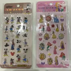 ぷくぷくシール　ミッキー・ディズニープリンセス プランプステッカー 2枚セット