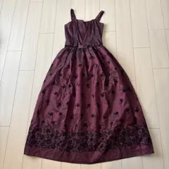 12号　薔薇　ロングドレス　バーガンディ　上下セット　ファスナー　⭐︎補修あり