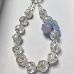 ビーズストラップ　ビーズアクセサリー　クリア