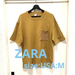 ZARA パイル 生地　マスタード クルーネック Tシャツ　おまけ付き