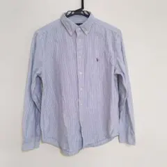 ポロ ラルフローレン オックスフォード ストライプシャツ BD 刺繍ロゴ M