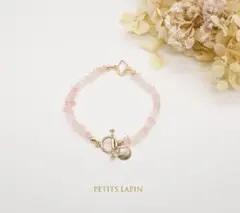 ローズクオーツとガラスのブレスレット