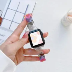 ✨AppleWatch クリア七彩 シルバー金具 42mm 44mm 45mm