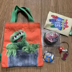 セサミストリート ミニトート ポーチ 缶バッジ チャーム