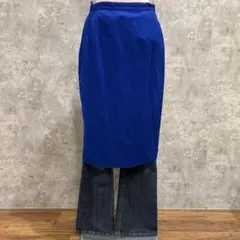 【送料無料】 スカート レイヤード レディース 古着 無地 スリット レトロ