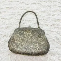【高級＆極美品】ビーズ ハンドバッグ 昭和レトロキラキラバッグ高級バッグシルバー