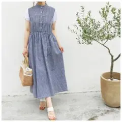 Milk tea 授乳服 マタニティ ギンガムチェック ワンピース レース