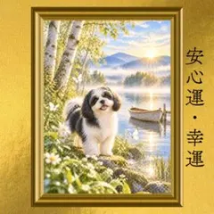シーズー 安心運・幸運・前進運上昇 開運アート 水彩画 風水 スピリチュアル