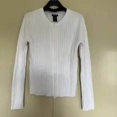 GAP ホワイトリブ編み長袖カーディガンのサムネイル