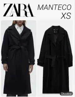 ZARA ZW スリット マンテコ ベルト ウール ブレンド コート XS