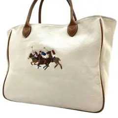 美品◎ ラルフローレン A4可 肩かけ可 トートバッグ ポニー 刺繍 男女兼用