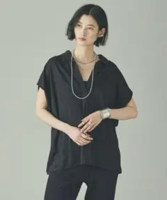 カレンソロジー シアーリネンポロプルオーバー　黒のサムネイル