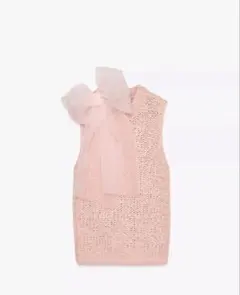 ZARA オーガンザリボン ニットトップス