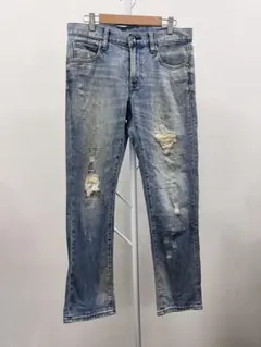 ユニクロ メンズ ストレート ダメージジーンズ サイズ30