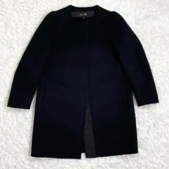 Drawer カシミヤ混 ノーカラーコート 黒 S 日本製のサムネイル