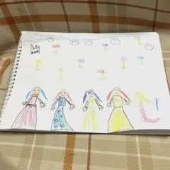 ❣️匿名配送❣️子供イラスト　オリジナル作品　お花のお城に住むプリンセスのサムネイル